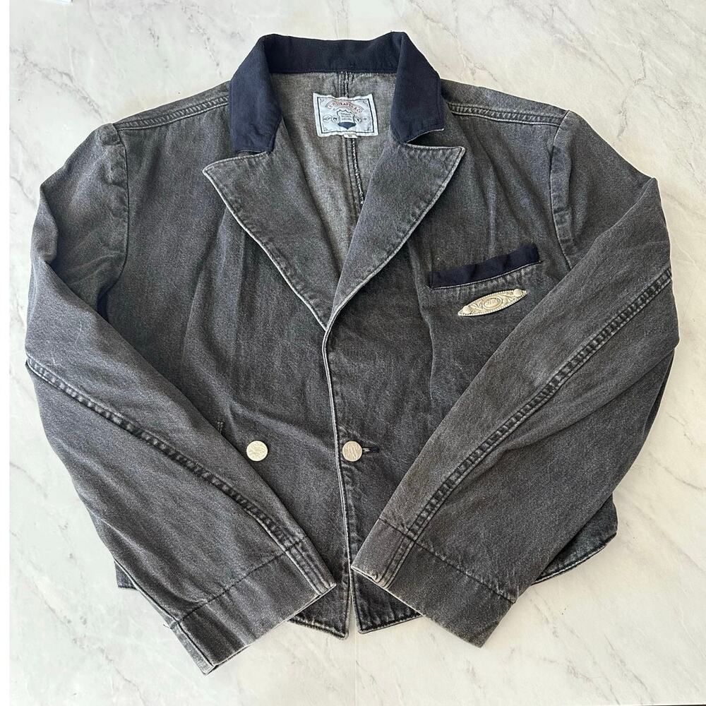 Vintage Levis Jean Jacket Black Denim Womens Sz Small Grand Silver western